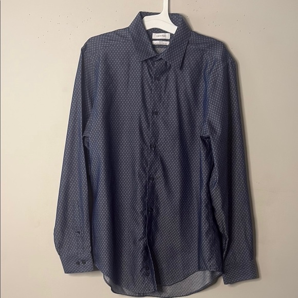 Calvin Klein Blue Dress Shirt Classic Long Sleeve - Picture 6 of 11